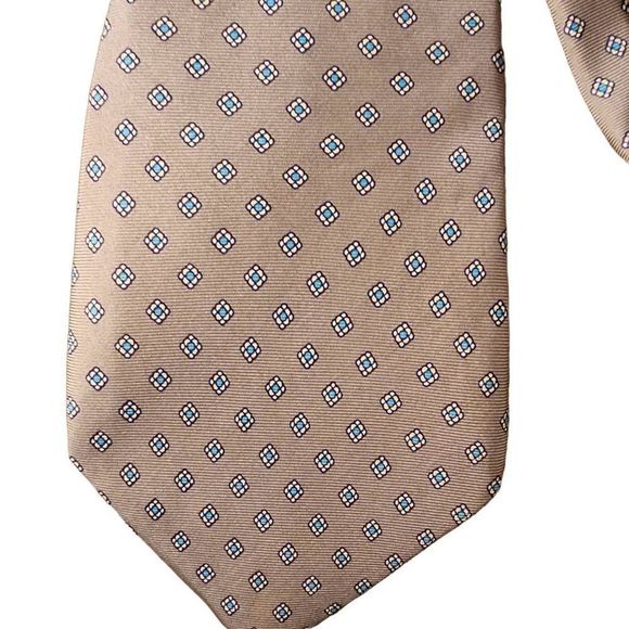 Egon Von Furstenberg Beige Pattern Silk Necktie - Picture 3 of 3